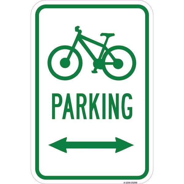Signmission Bicycle Parking With Double Arrow, Heavy-Gauge Aluminum, 12" x 18", A-1218-25290 A-1218-25290 - main